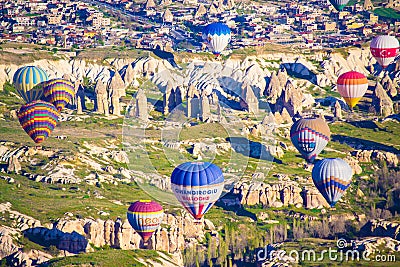 Colorful Hot Air Balloons over Cappadocia Turkey Editorial Stock Photo